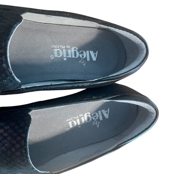 Alegria Womens Black Iridescent Slip-On Loafers  Emma Wedge Clogs Size 39 Size 9 - Picture 7 of 10